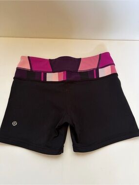 lululemon athletica Black Women's Athletic Shorts with Pink & Purple Waistband